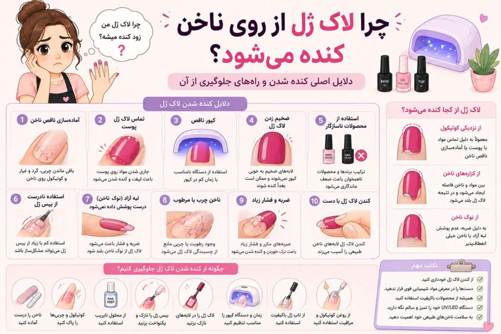 چرا لاک ژل از روی ناخن کنده می‌شود
