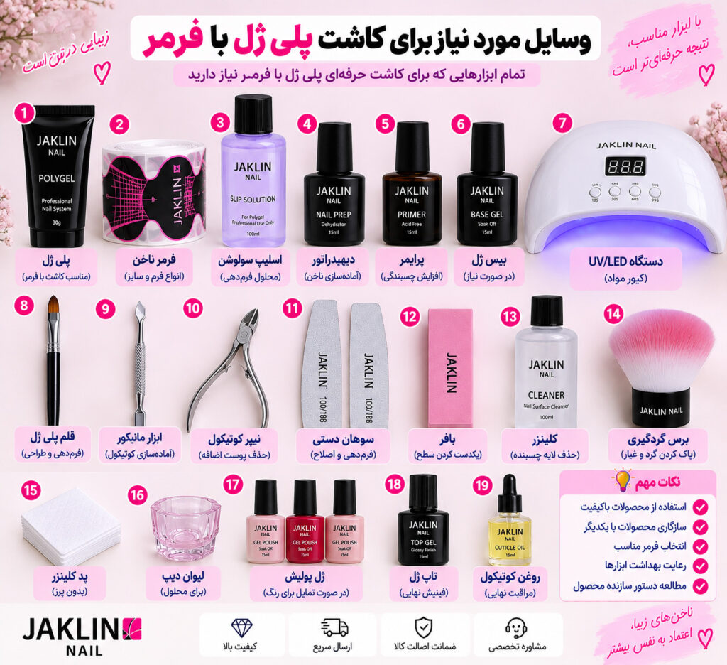 وسایل مورد نیاز برای کاشت پلی ژل با فرمر