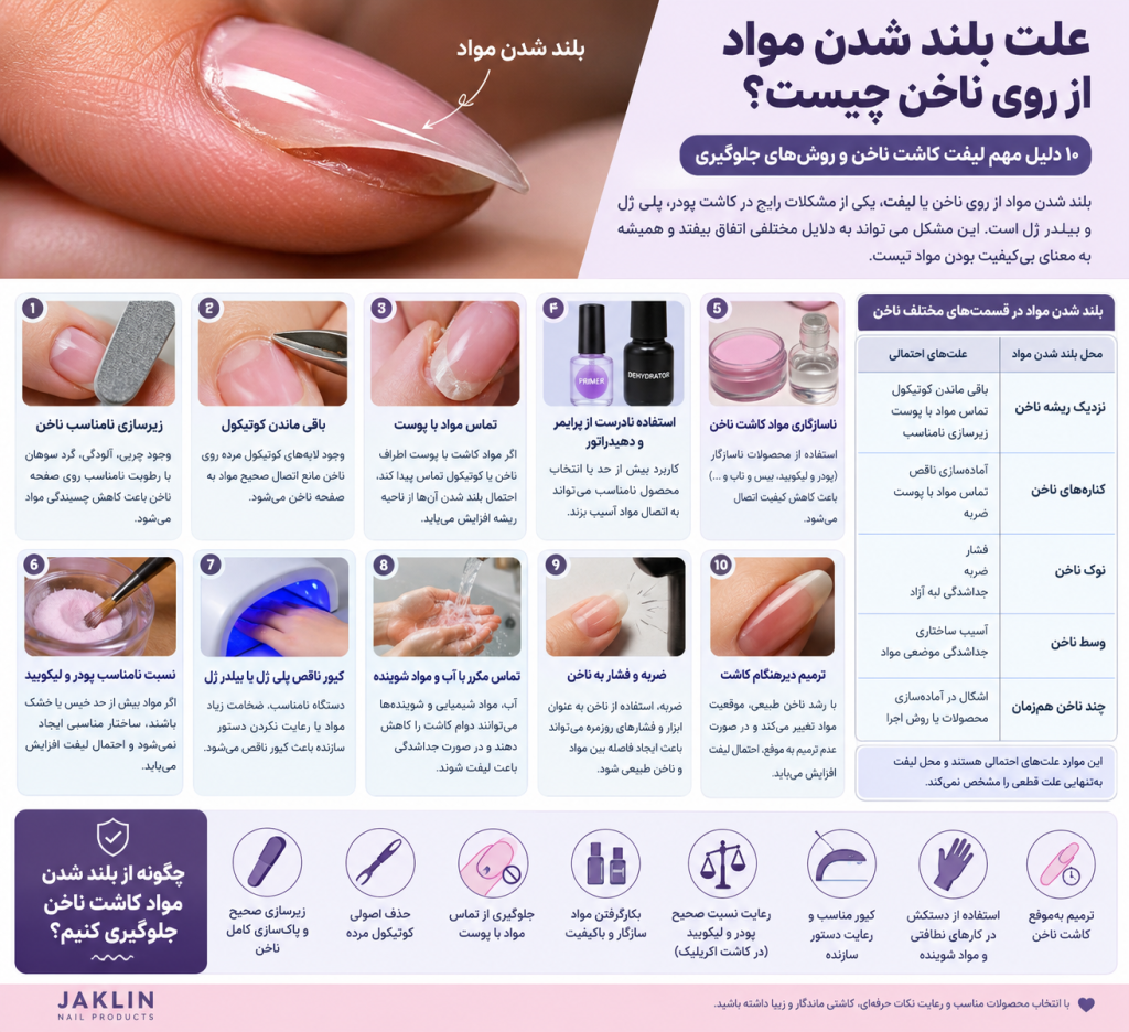 علت بلند شدن مواد از روی ناخن